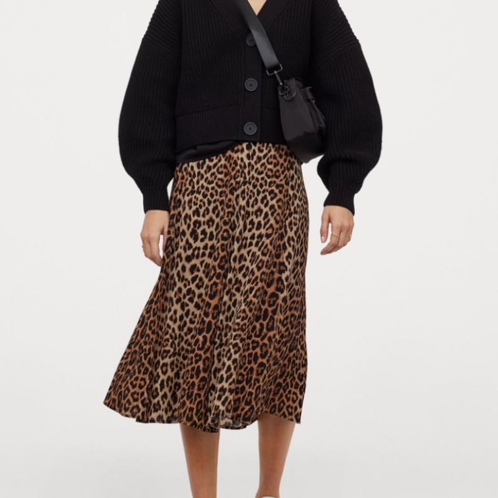 H&M Leopard Midi Skirt